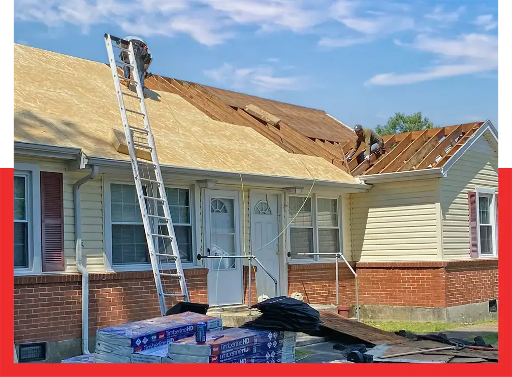 Home roof replacement red border