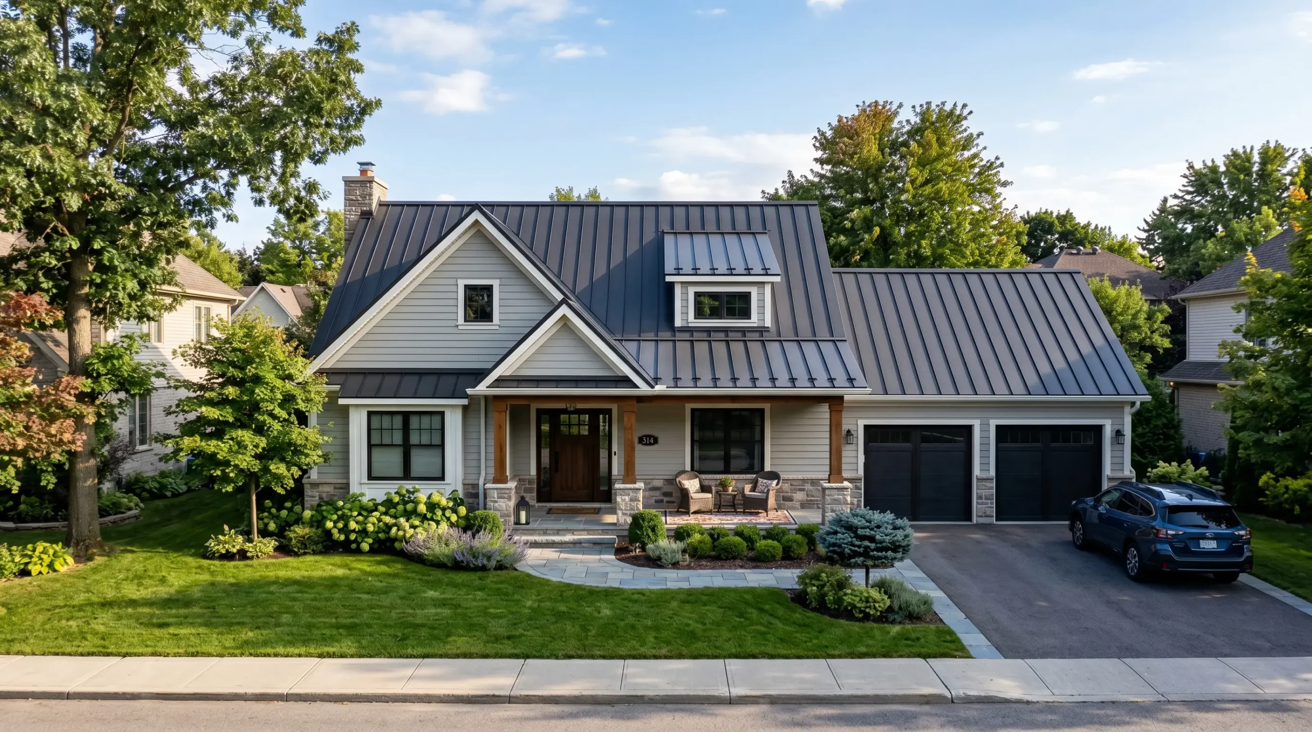 Home with a metal roof installed